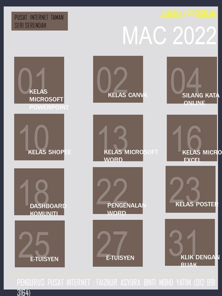 JADUAL PROGRAM mac 2022